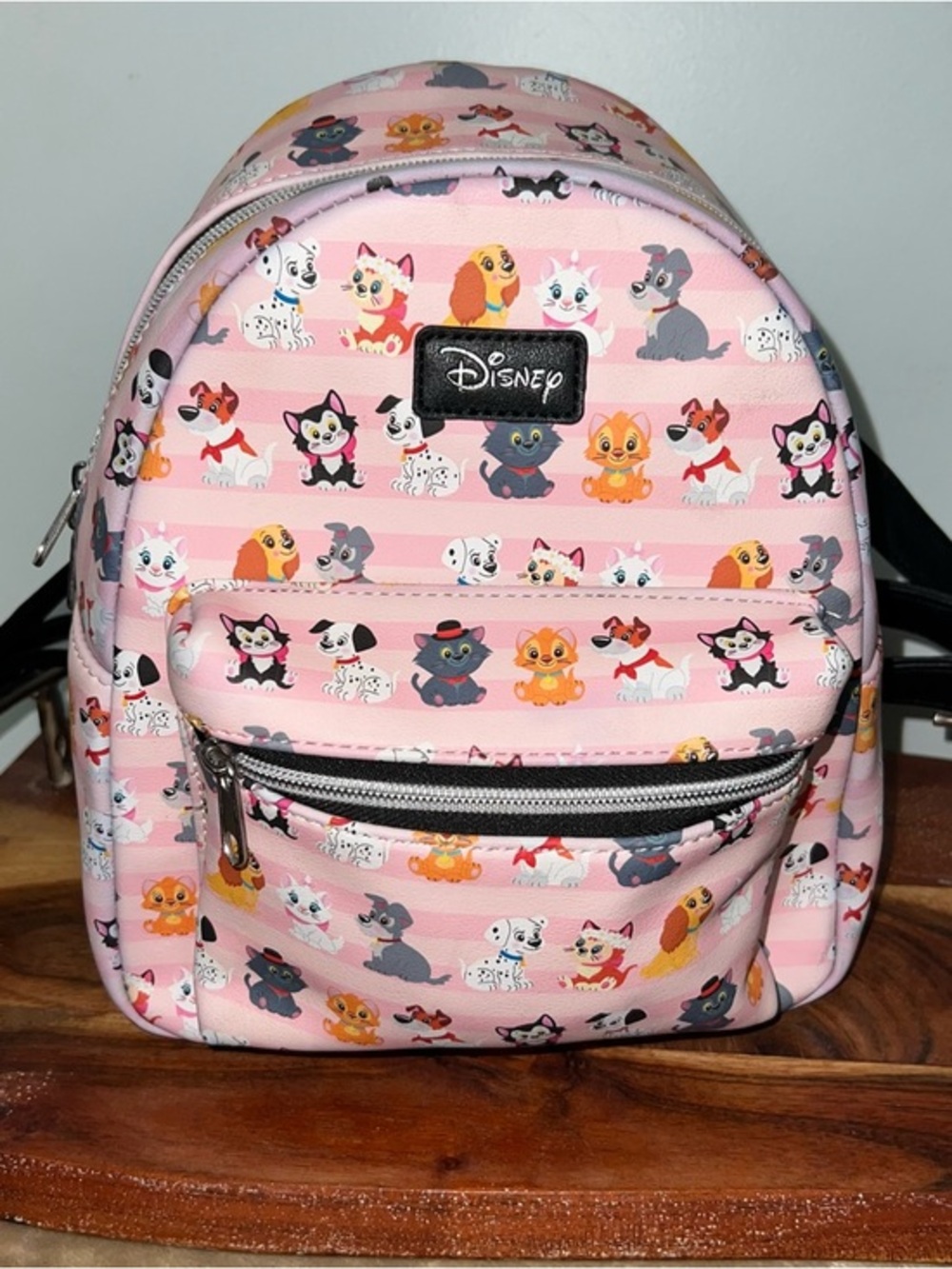 Loungefly Disney Cats & Dogs Pink Striped Dalmatian Lady Tramp Mini Backpack